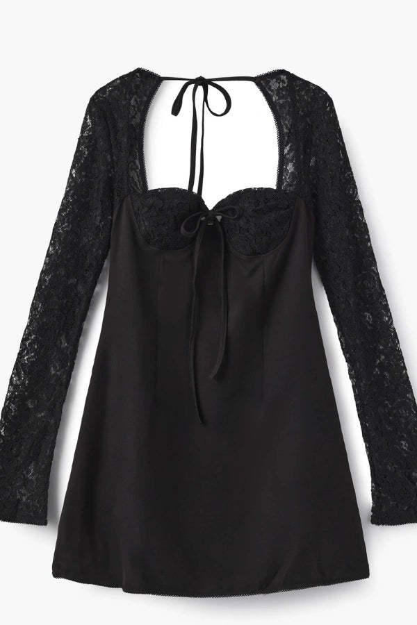 Romantic Flared Sleeve Lace Mini Dress