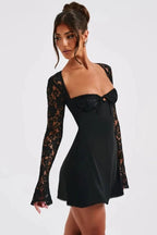Romantic Flared Sleeve Lace Mini Dress