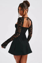 Romantic Flared Sleeve Lace Mini Dress