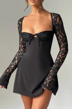 Romantic Flared Sleeve Lace Mini Dress
