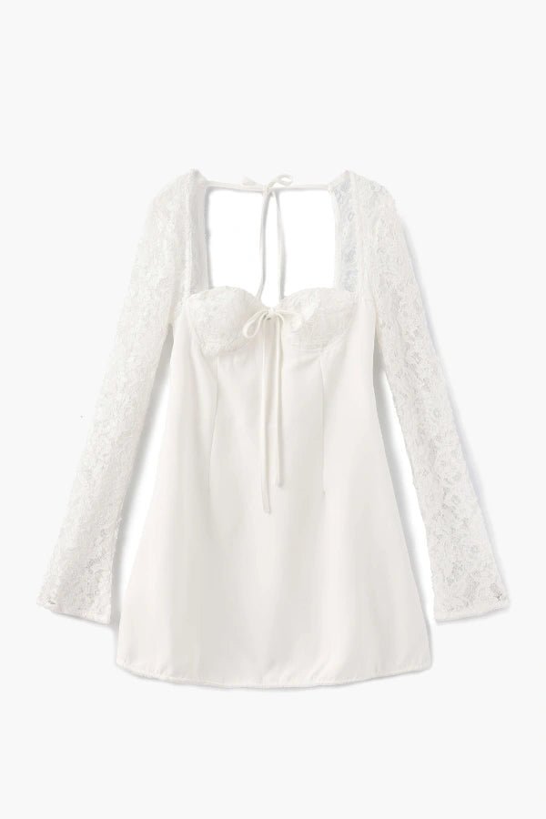 Romantic Flared Sleeve Lace Mini Dress
