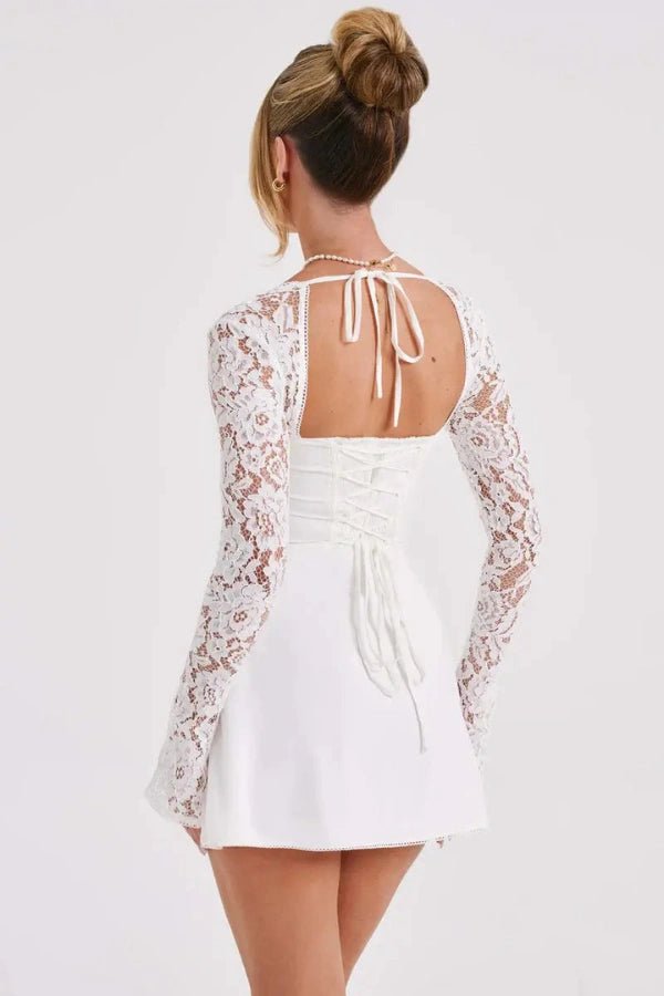 Romantic Flared Sleeve Lace Mini Dress