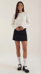 Michele Belted High Waist Mini Skirt – A-Line Structured Skort with Built-In Shorts
