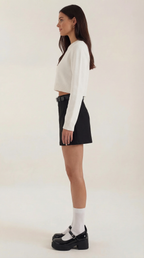 Michele Belted High Waist Mini Skirt – A-Line Structured Skort with Built-In Shorts