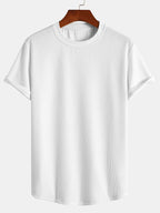 Men's Muscle Fit Ribbed Arc Hem T-Shirt