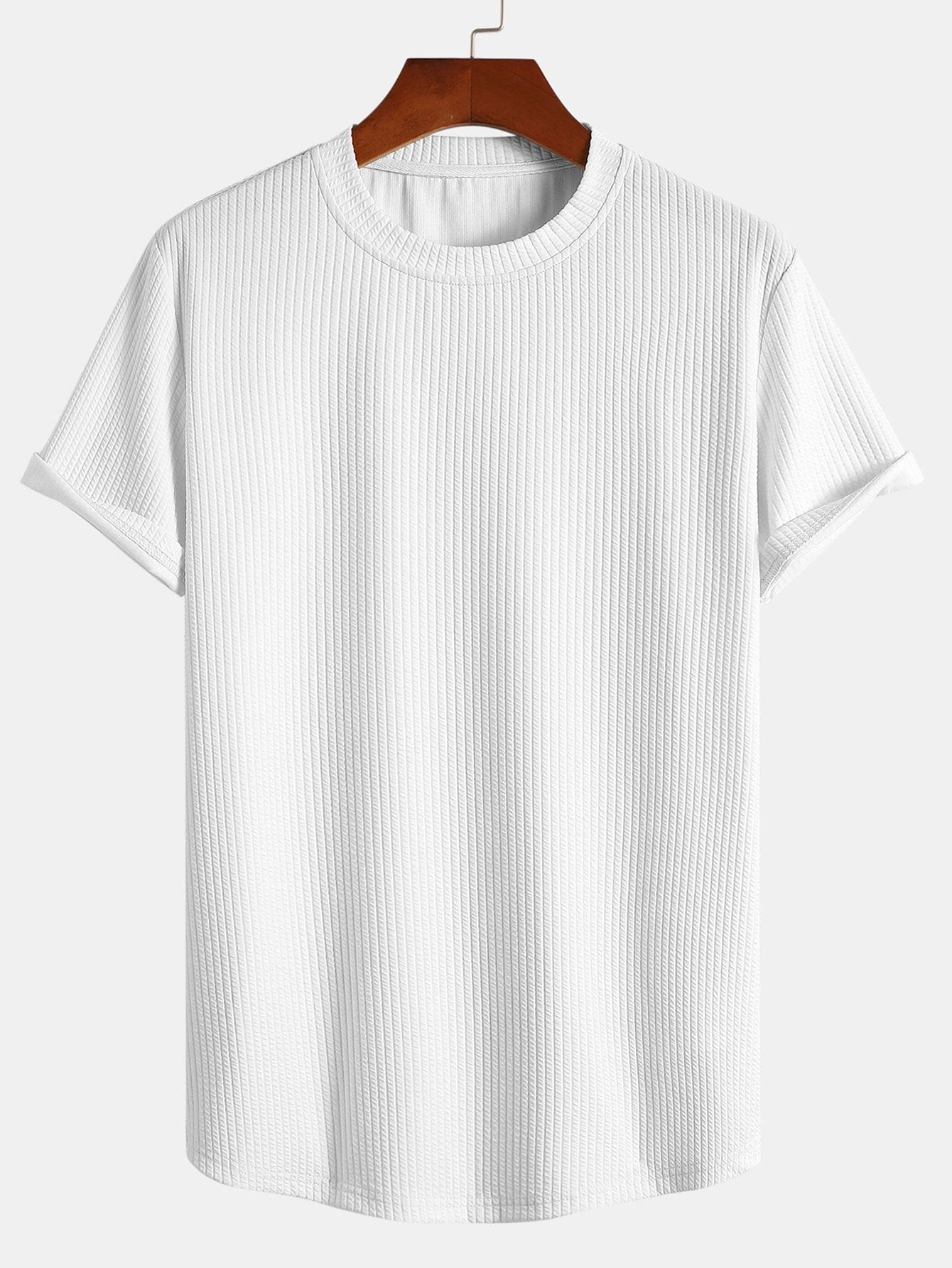 Men's Muscle Fit Ribbed Arc Hem T-Shirt
