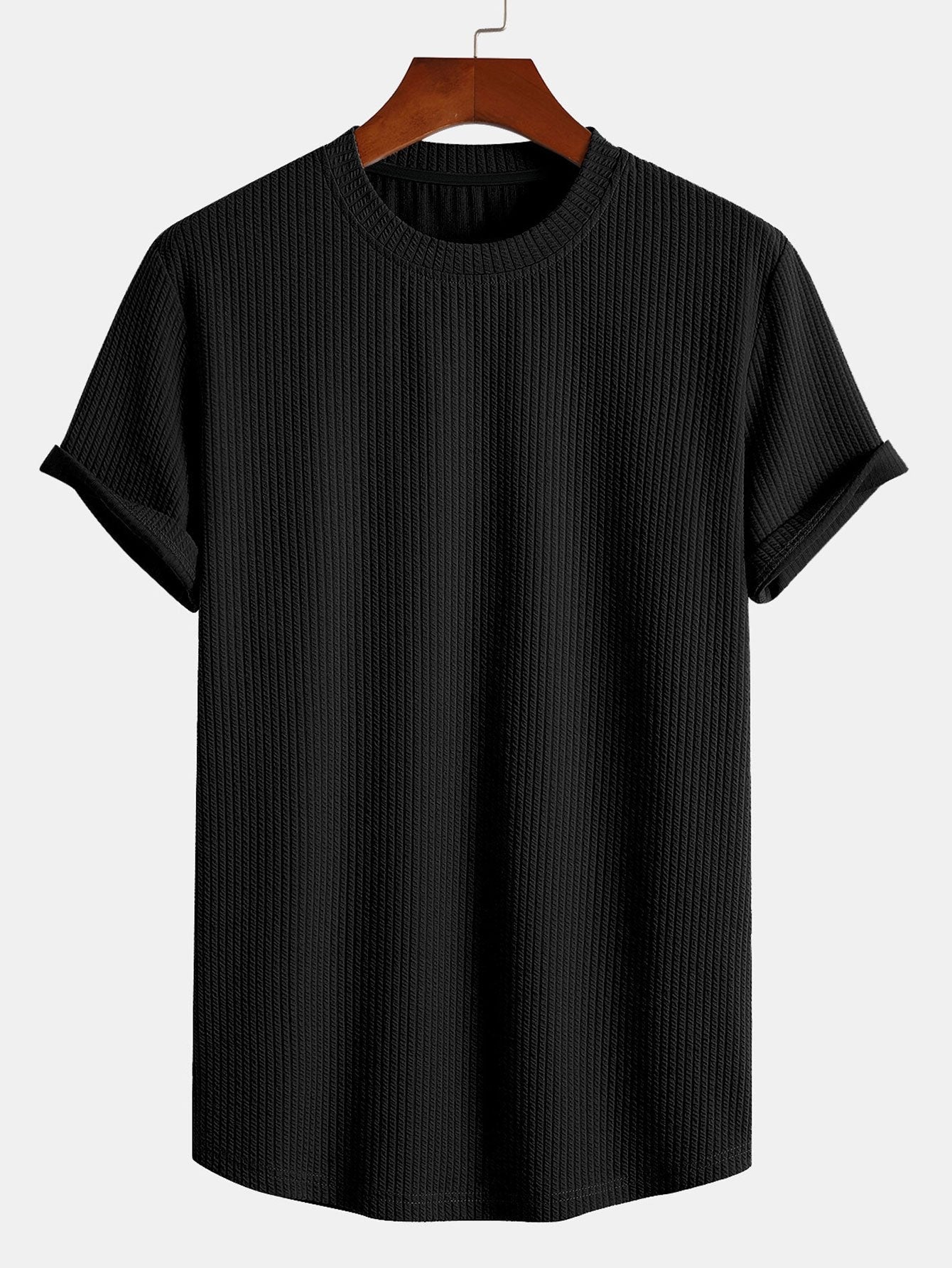 Men's Muscle Fit Ribbed Arc Hem T-Shirt
