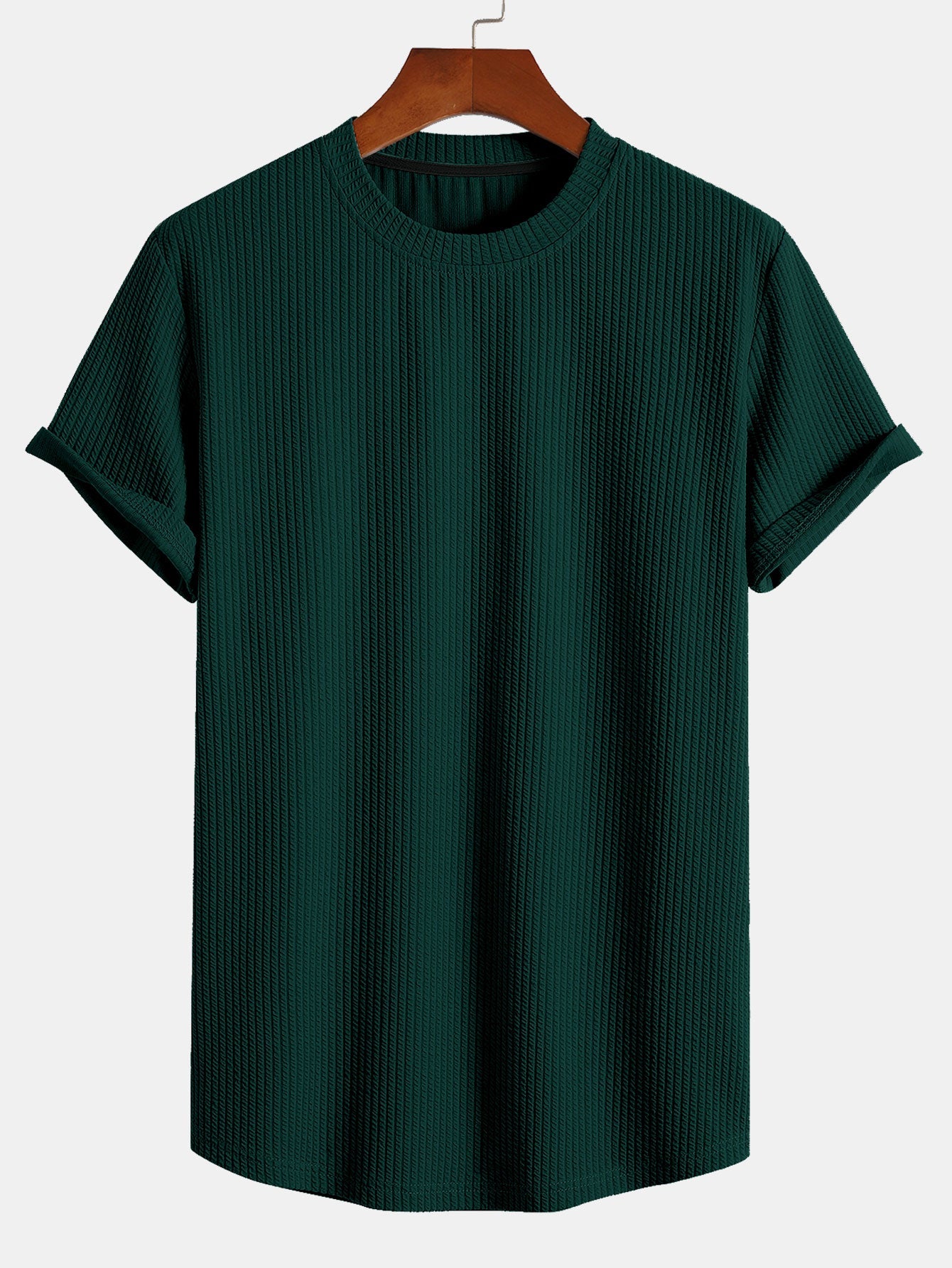 Men's Muscle Fit Ribbed Arc Hem T-Shirt