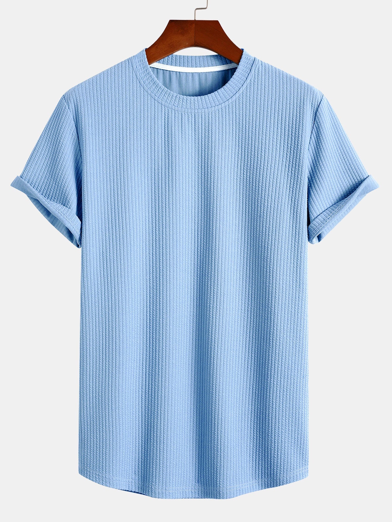 Men's Muscle Fit Ribbed Arc Hem T-Shirt