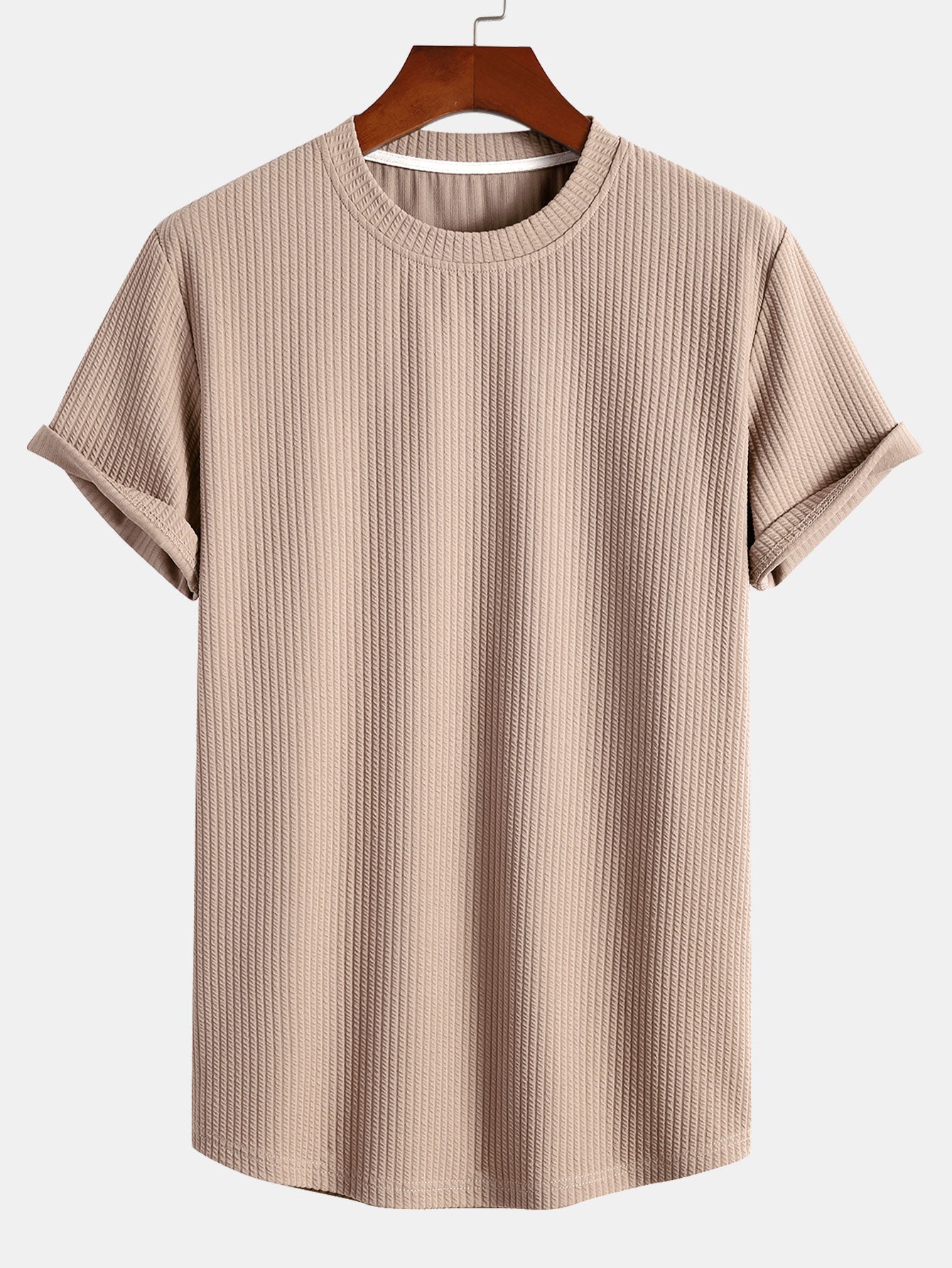 Men's Muscle Fit Ribbed Arc Hem T-Shirt