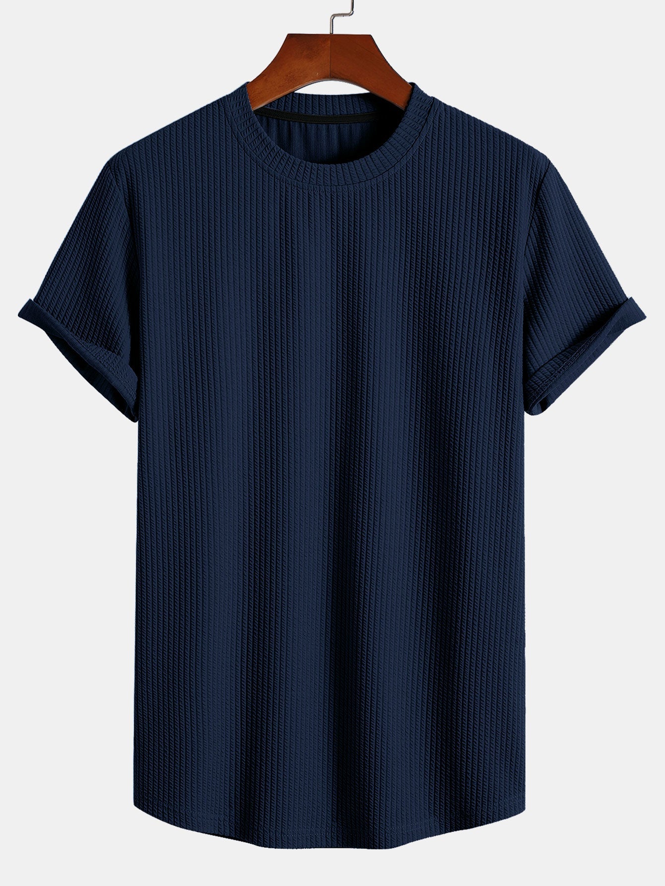 Men's Muscle Fit Ribbed Arc Hem T-Shirt