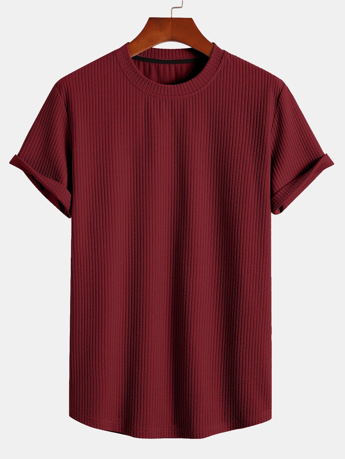 Men's Muscle Fit Ribbed Arc Hem T-Shirt