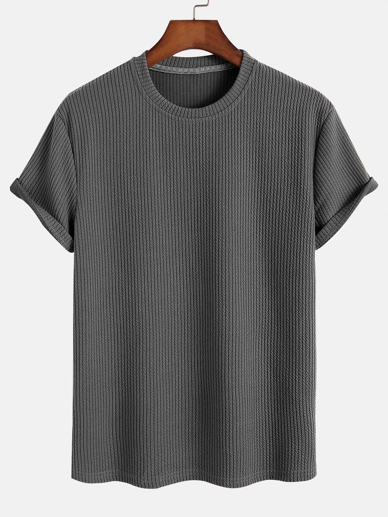 Men's Stretch Comfort Everyday T-Shirt Muscle Fit Ribbed T-Shirt