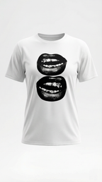 Natalia Graphic T-Shirt — Women’s Pop Art Lip Print Heavyweight Boxy Fit Cropped Sleeve Streetwear Tee