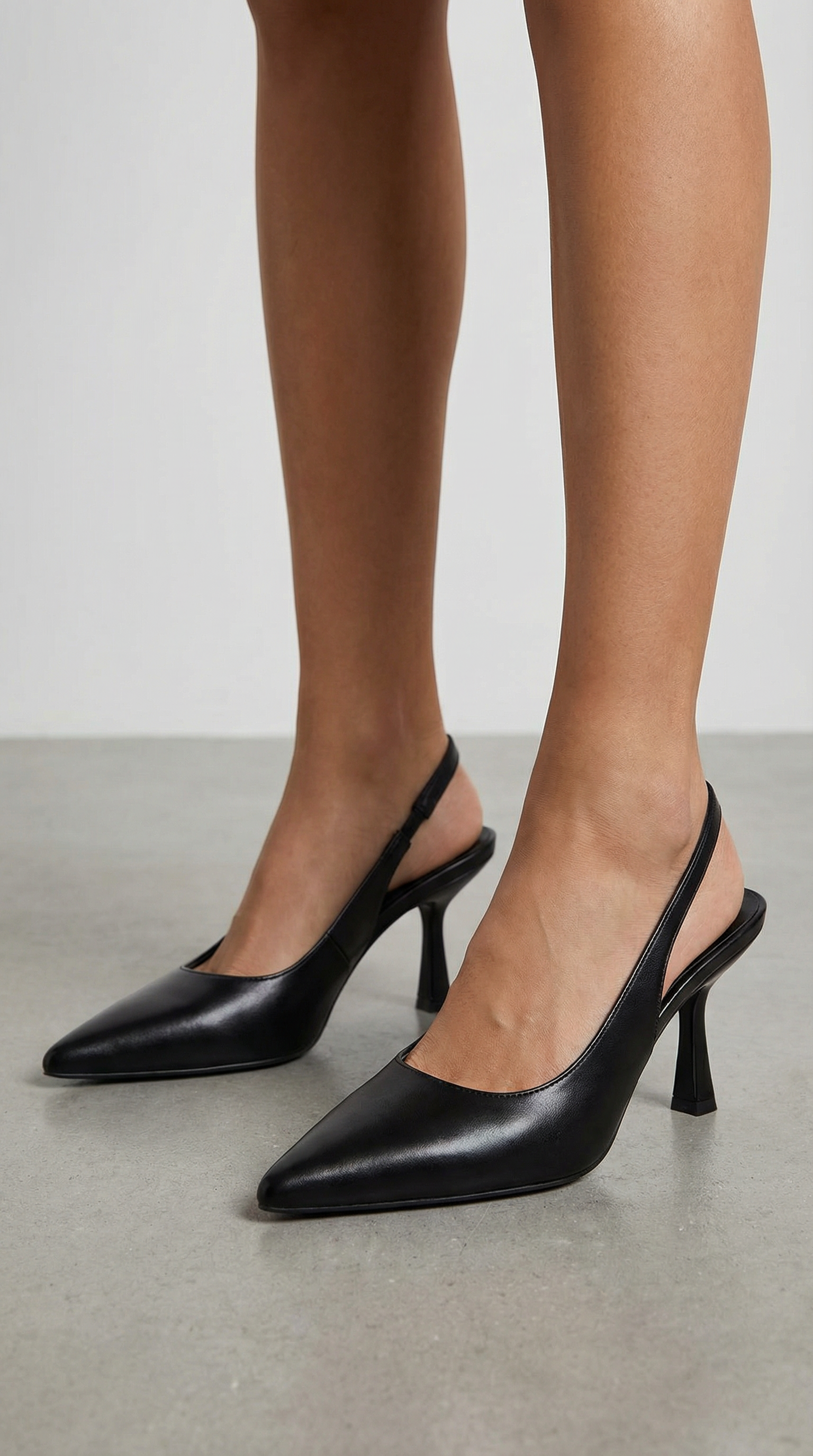 Black Pointed Toe Slingback Heels Women's Sleek Stiletto Slingback Pumps