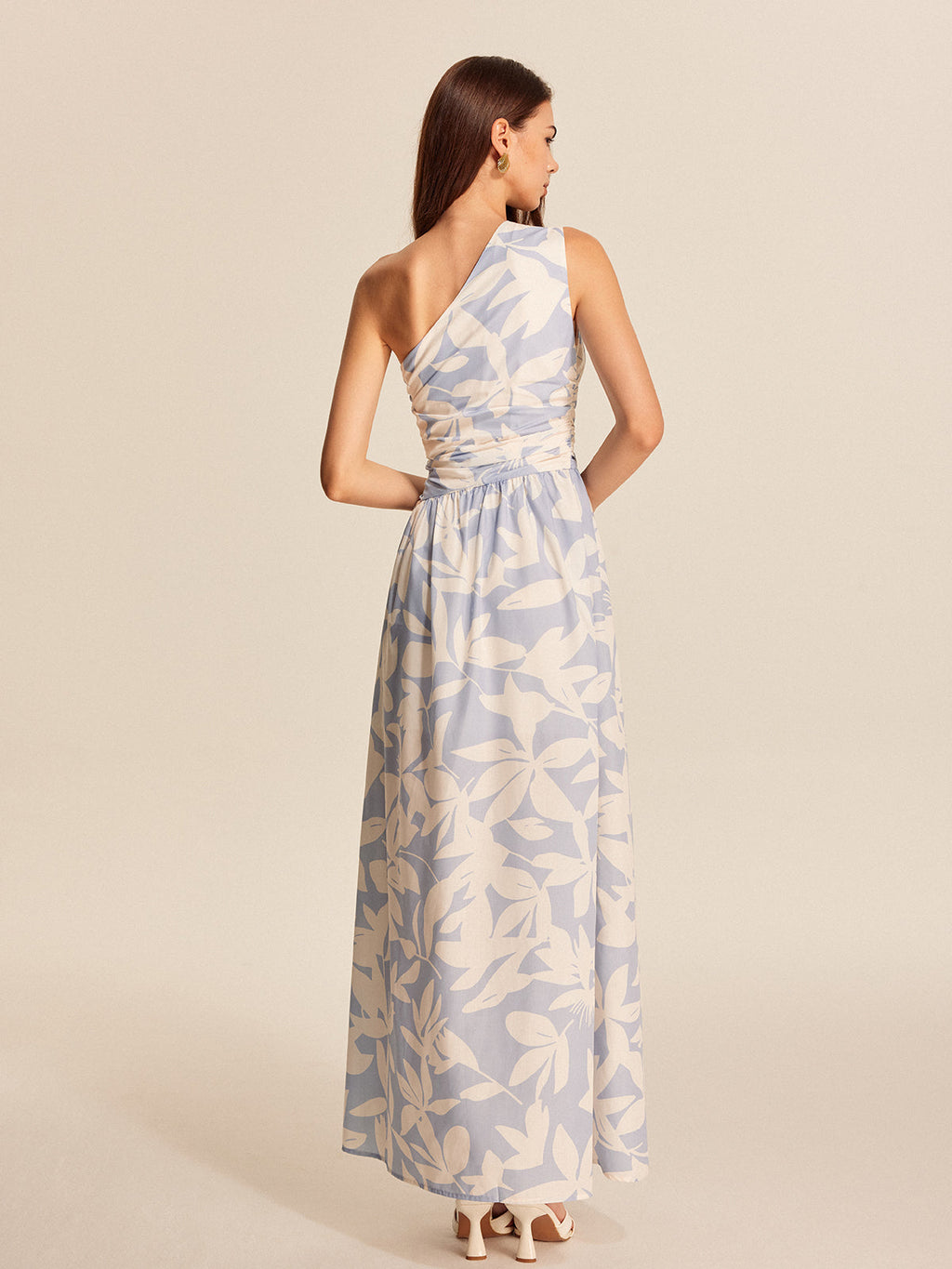 Women’s Printed Asymmetrical Neck Maxi Dress – Sleeveless Vacation & Party Dress