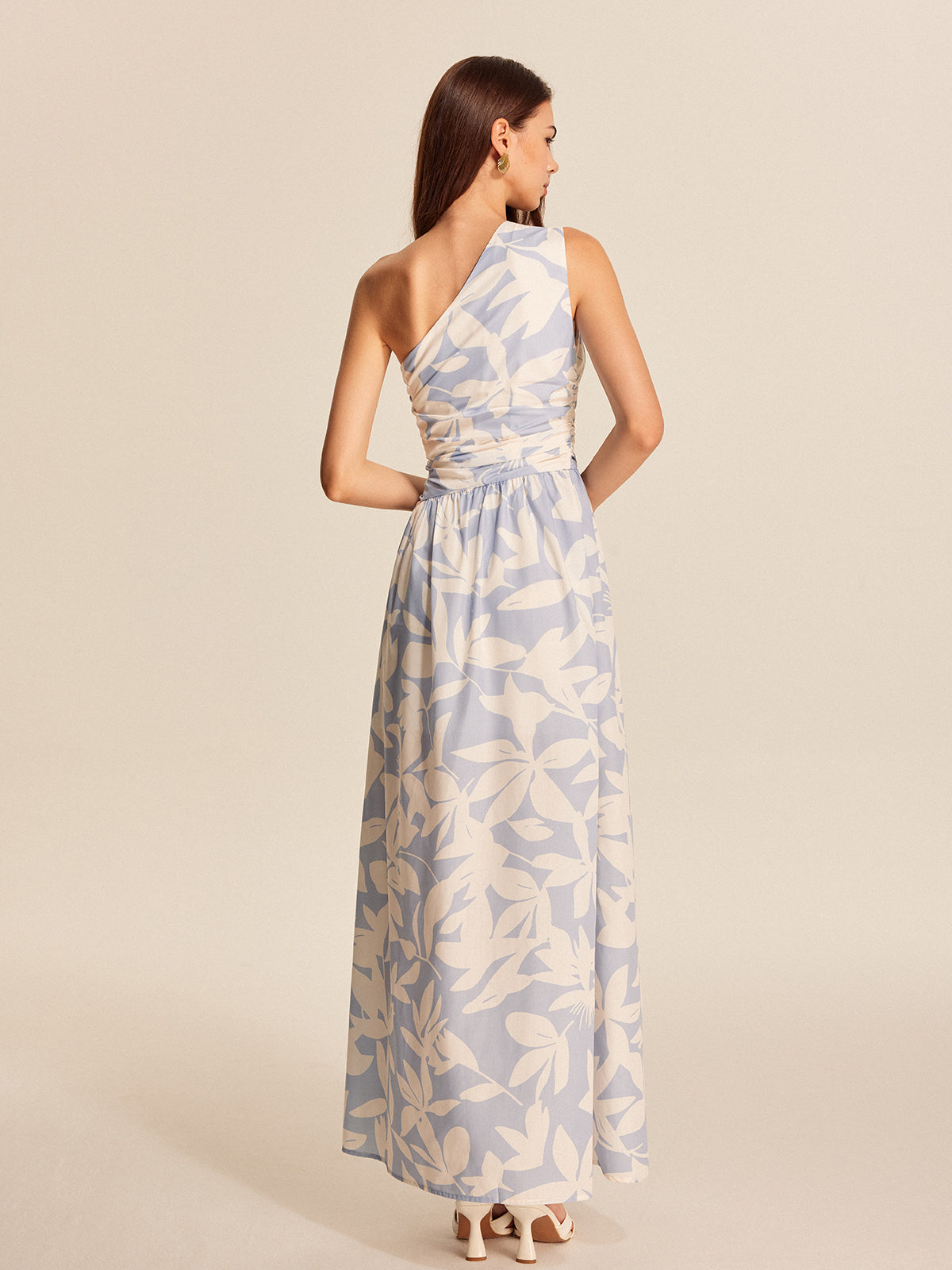 Women’s Printed Asymmetrical Neck Maxi Dress – Sleeveless Vacation & Party Dress
