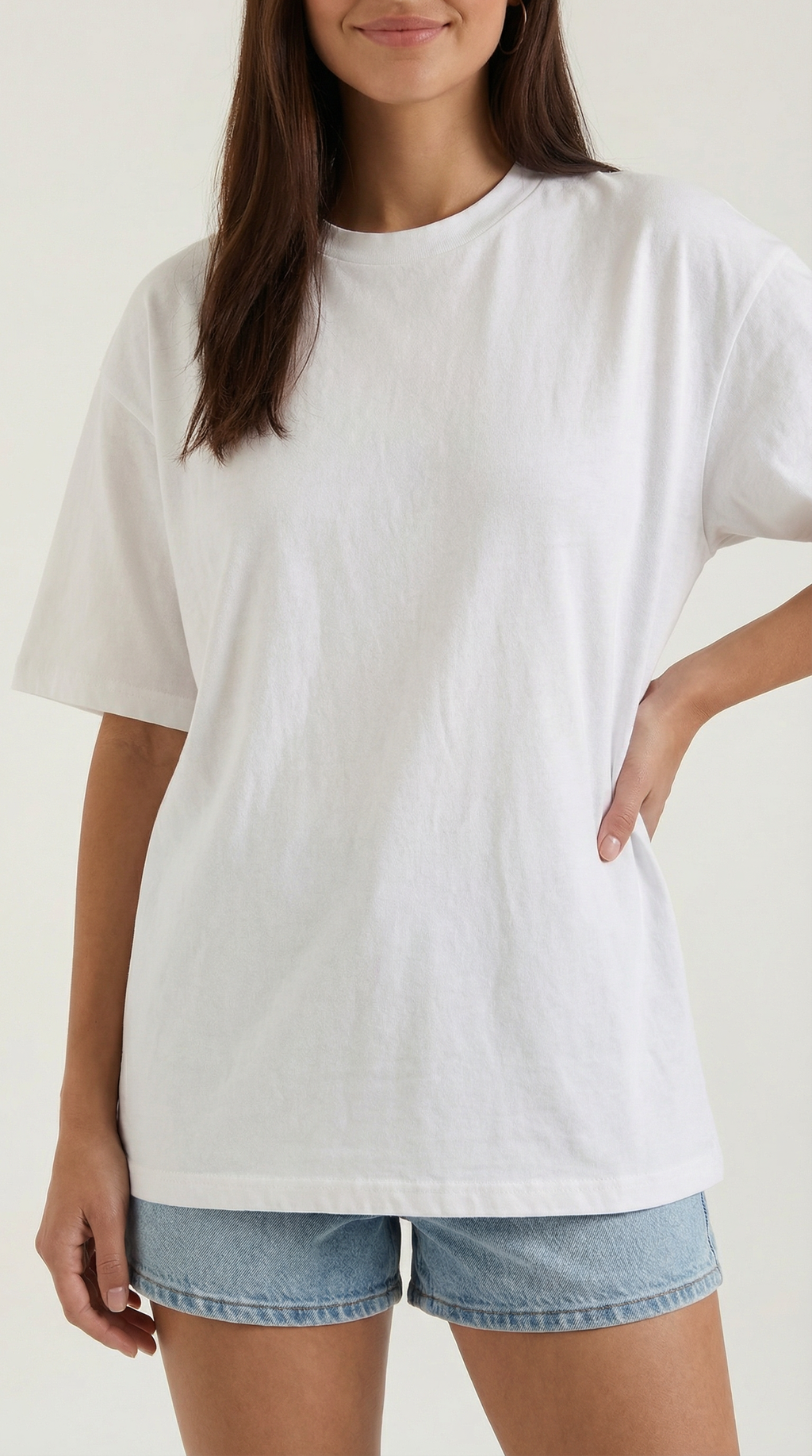 Oriana Oversized T-Shirt — Women’s Heavyweight Relaxed Fit Cropped Sleeve Minimal Luxury Casual Tee