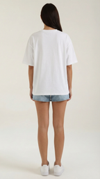 Oriana Oversized T-Shirt — Women’s Heavyweight Relaxed Fit Cropped Sleeve Minimal Luxury Casual Tee