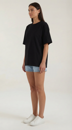 Oriana Oversized T-Shirt — Women’s Heavyweight Relaxed Fit Cropped Sleeve Minimal Luxury Casual Tee