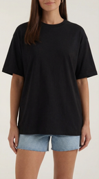Oriana Oversized T-Shirt — Women’s Heavyweight Relaxed Fit Cropped Sleeve Minimal Luxury Casual Tee