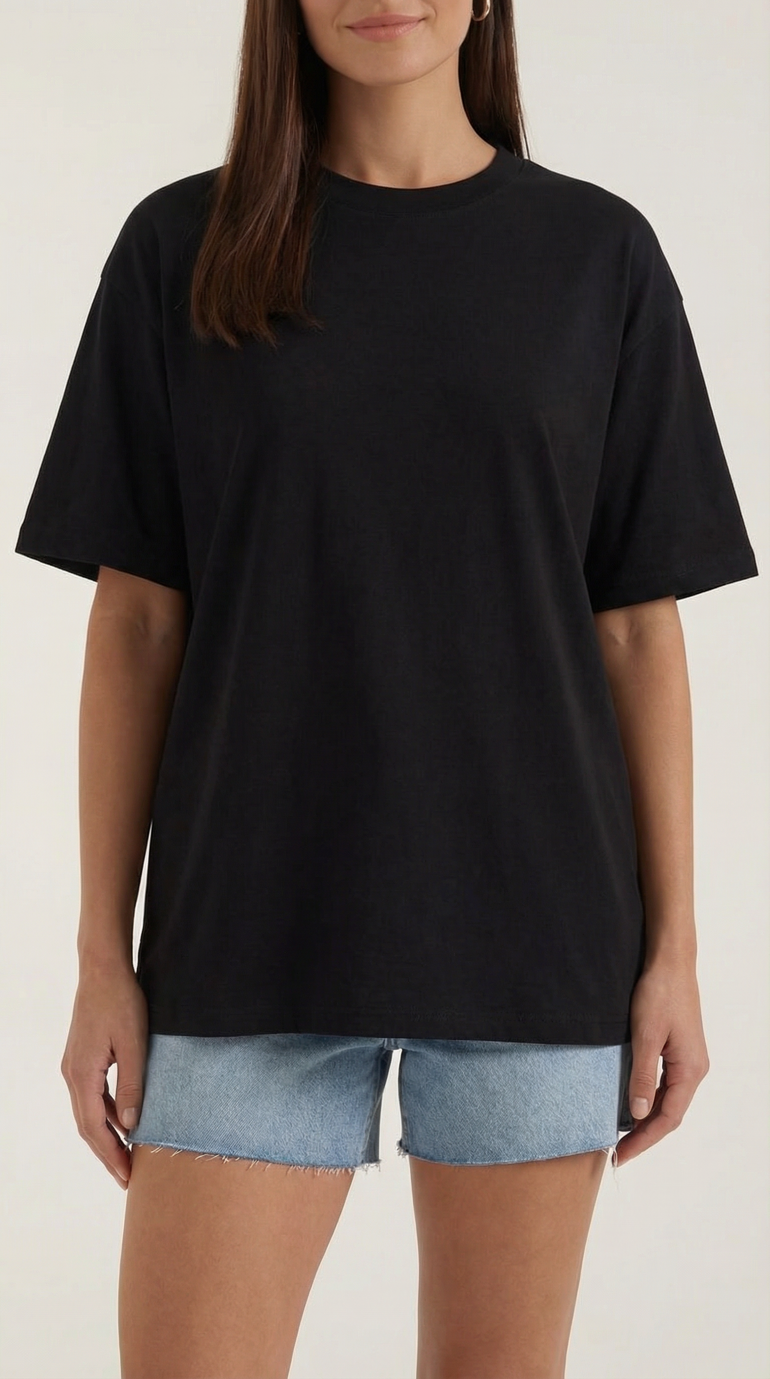 Oriana Oversized T-Shirt — Women’s Heavyweight Relaxed Fit Cropped Sleeve Minimal Luxury Casual Tee