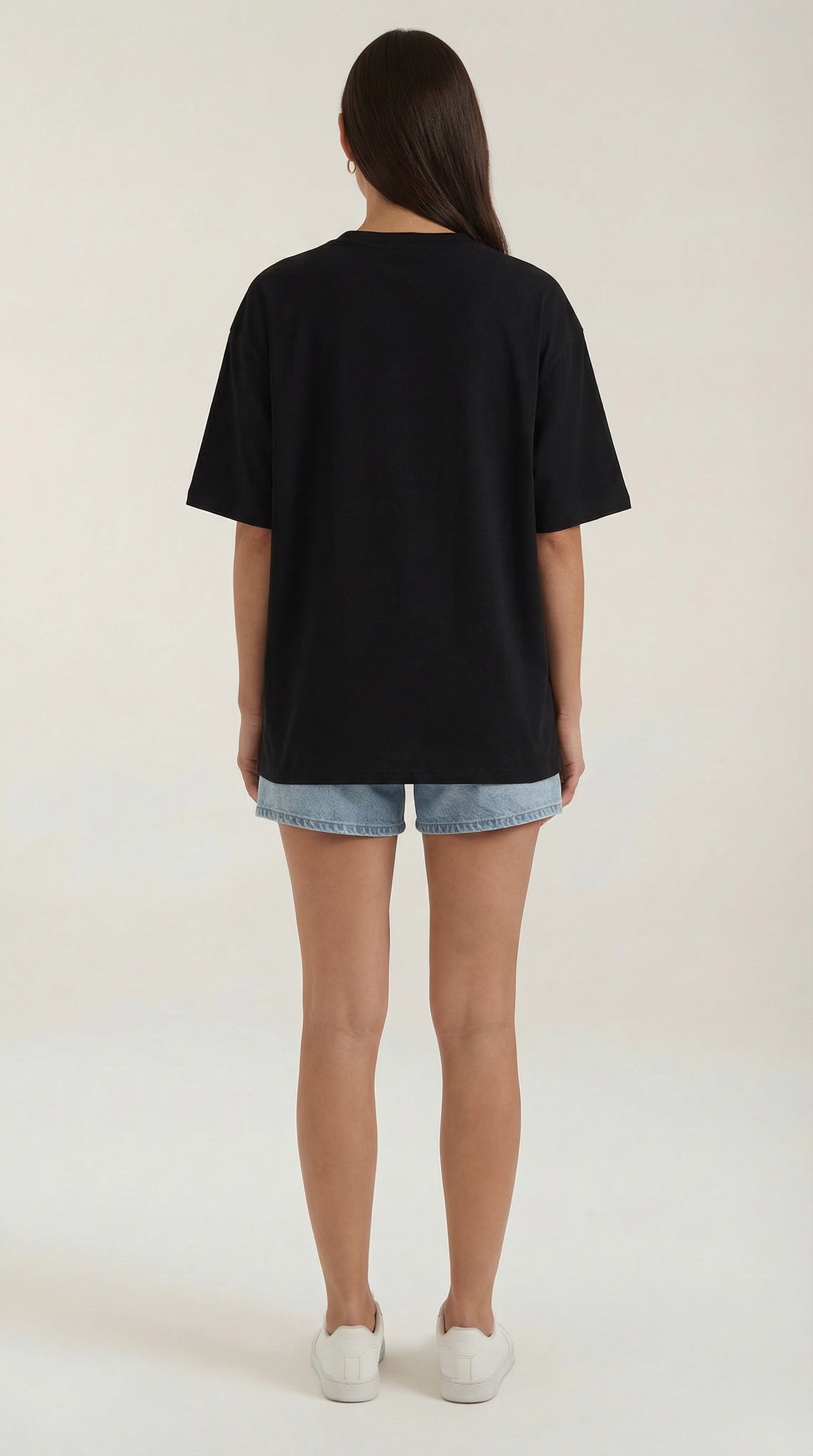 Oriana Oversized T-Shirt — Women’s Heavyweight Relaxed Fit Cropped Sleeve Minimal Luxury Casual Tee