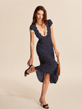 Women’s V-Neck Plain Maxi Dress – Short Sleeve Vacation & Leisure Dress