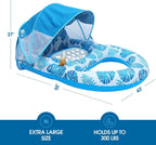 Pool Lounge Float with Canopy Cup Holder and Backrest