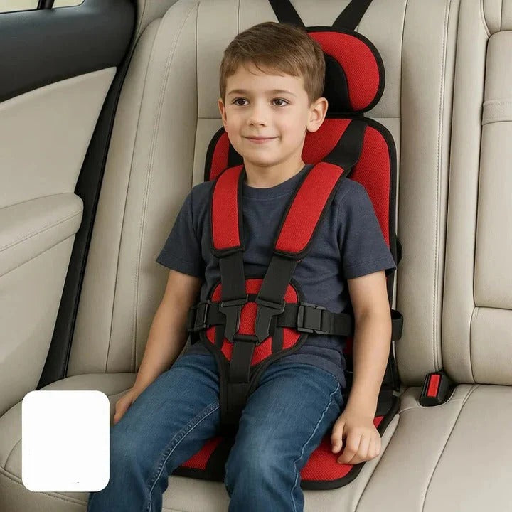 Portable Car Booster Seat with Five Point Harness Foldable Design Washable Cover