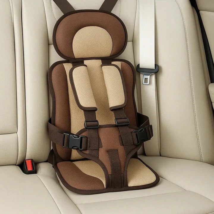 Portable Car Booster Seat with Five Point Harness Foldable Design Washable Cover