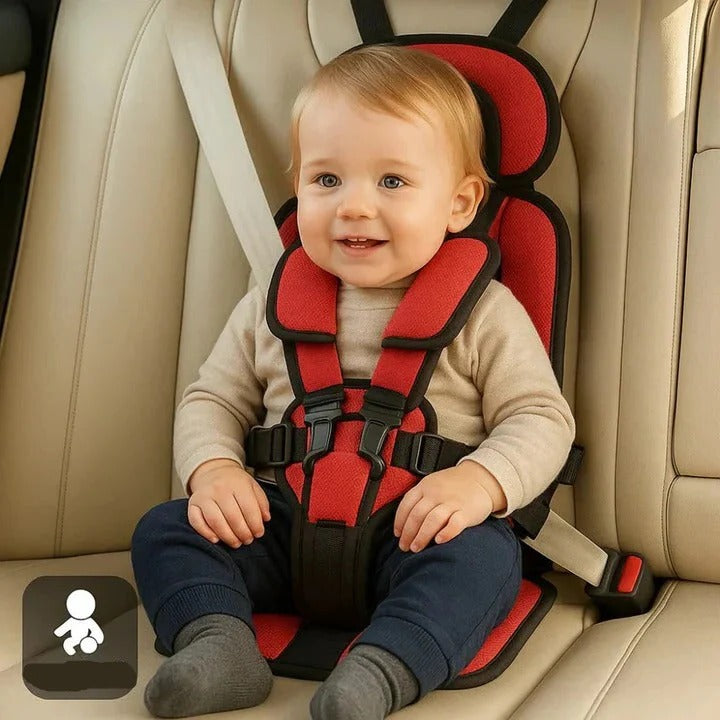 Portable Car Booster Seat with Five Point Harness Foldable Design Washable Cover
