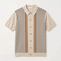 Men’s Striped Knit Button-Up Shirt – Relaxed Fit Casual Soft Knit Collared Shirt