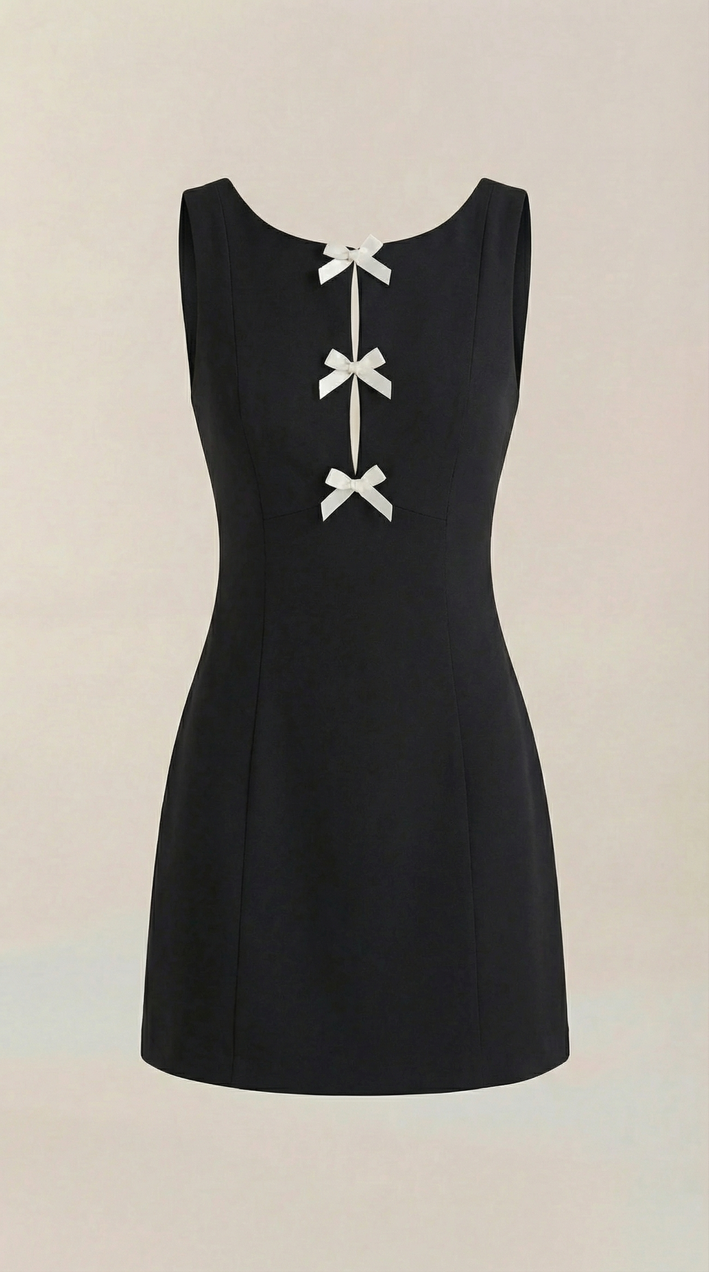 Priscilla Bow Detail Mini Dress – Playful Fitted Sleeveless Party Dress