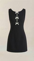Priscilla Bow Detail Mini Dress – Playful Fitted Sleeveless Party Dress