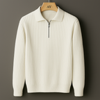 Ethan Quarter-Zip Cotton Sweater for Men – Breathable Ribbed Knit Pullover