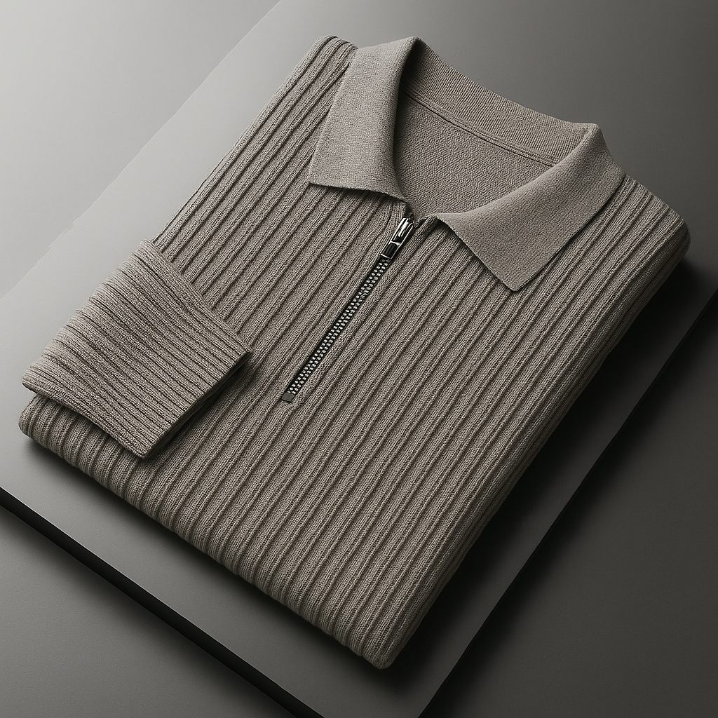 Ethan Quarter-Zip Cotton Sweater for Men – Breathable Ribbed Knit Pullover