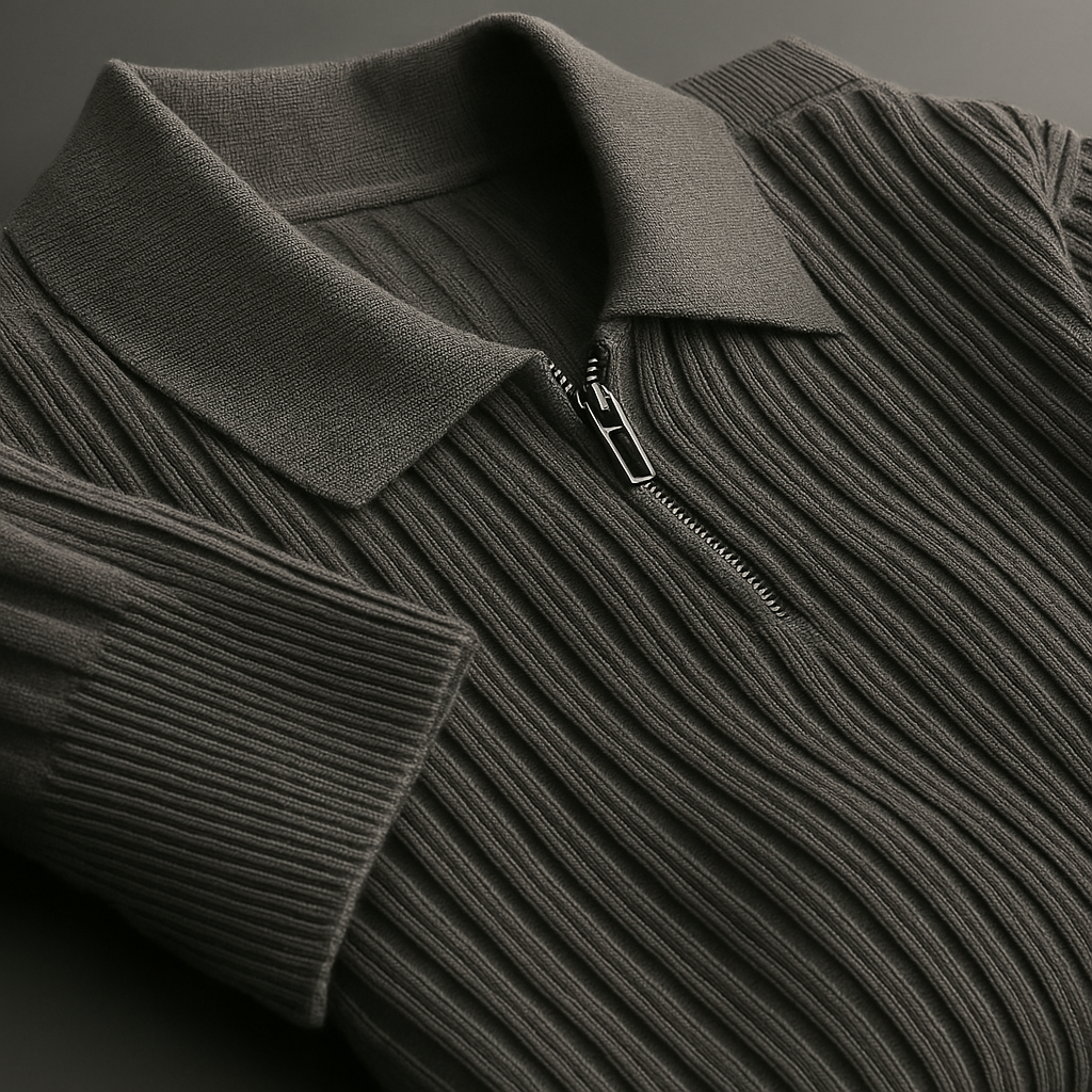 Ethan Quarter-Zip Cotton Sweater for Men – Breathable Ribbed Knit Pullover