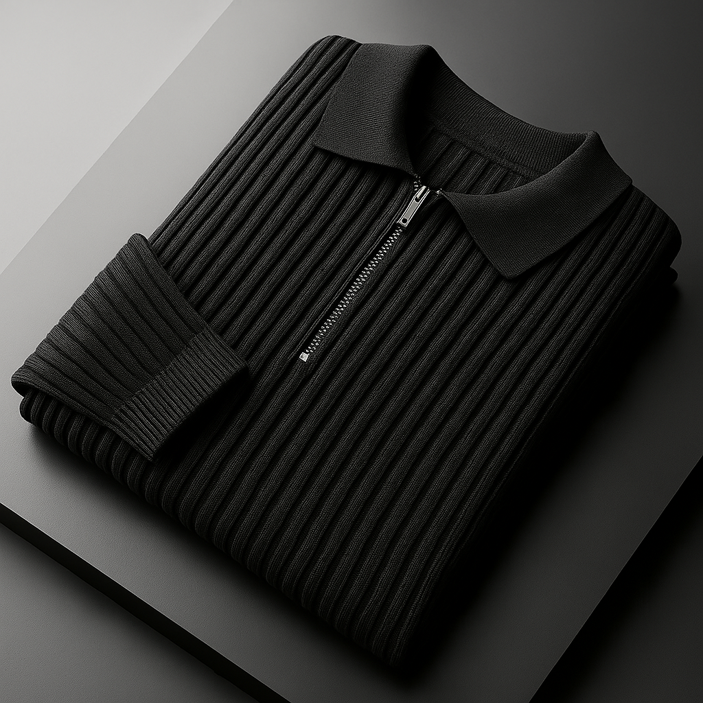 Ethan Quarter-Zip Cotton Sweater for Men – Breathable Ribbed Knit Pullover