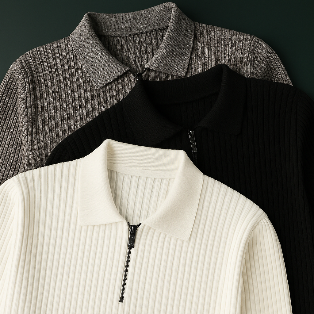 Ethan Quarter-Zip Cotton Sweater for Men – Breathable Ribbed Knit Pullover