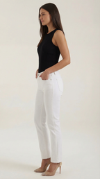 Rain Ribbed Tank Top — Women’s Fitted Stretch Sleeveless Crew Neck Basic Rib Knit Casual Everyday Top