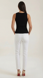 Rain Ribbed Tank Top — Women’s Fitted Stretch Sleeveless Crew Neck Basic Rib Knit Casual Everyday Top