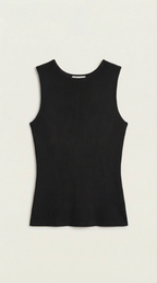 Rain Ribbed Tank Top — Women’s Fitted Stretch Sleeveless Crew Neck Basic Rib Knit Casual Everyday Top