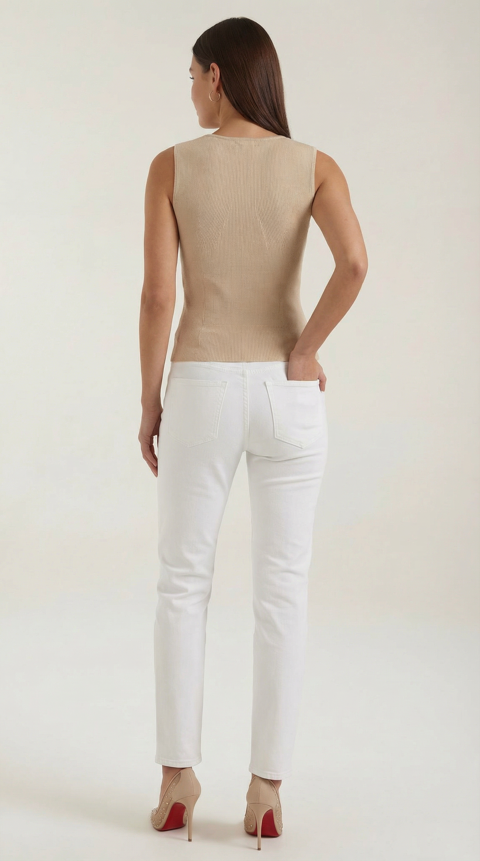 Rain Ribbed Tank Top — Women’s Fitted Stretch Sleeveless Crew Neck Basic Rib Knit Casual Everyday Top