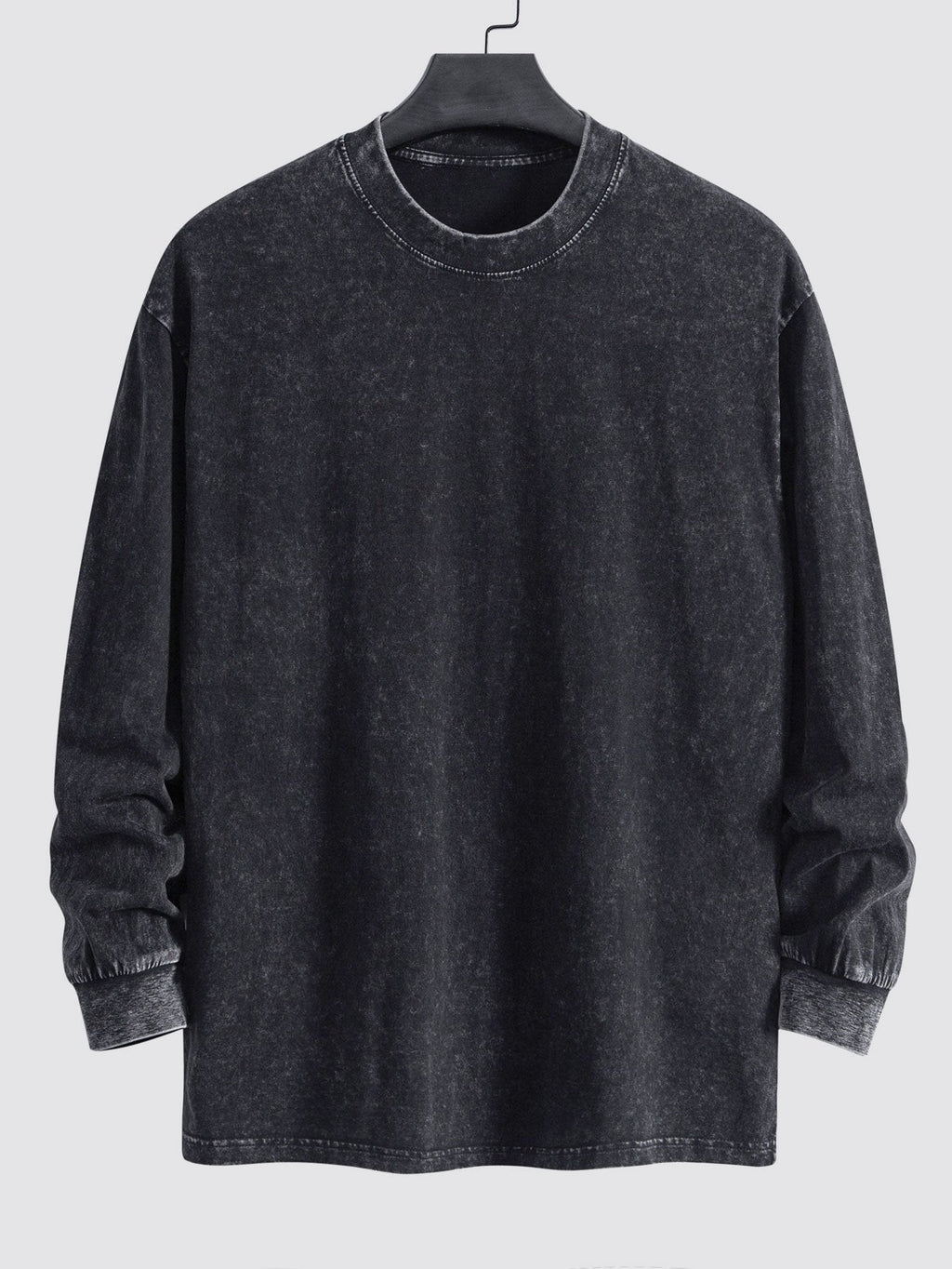 Men's  Relax Fit 100% Cotton T-Shirt Relax Fit Long Sleeve Washed Distressed T-Shirt