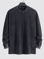 Men's  Relax Fit 100% Cotton T-Shirt Relax Fit Long Sleeve Washed Distressed T-Shirt