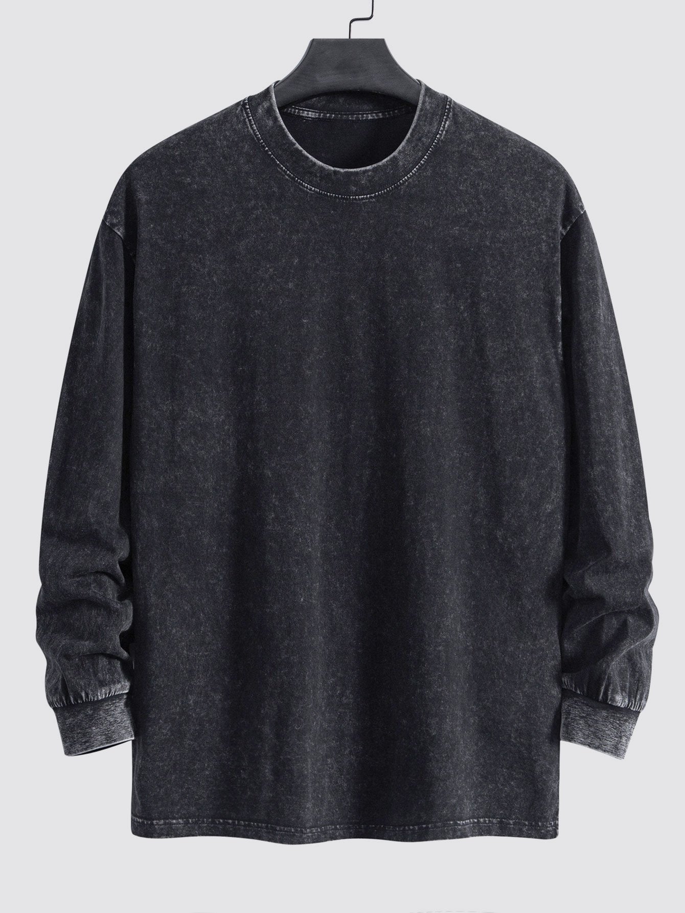 Men's  Relax Fit 100% Cotton T-Shirt Relax Fit Long Sleeve Washed Distressed T-Shirt