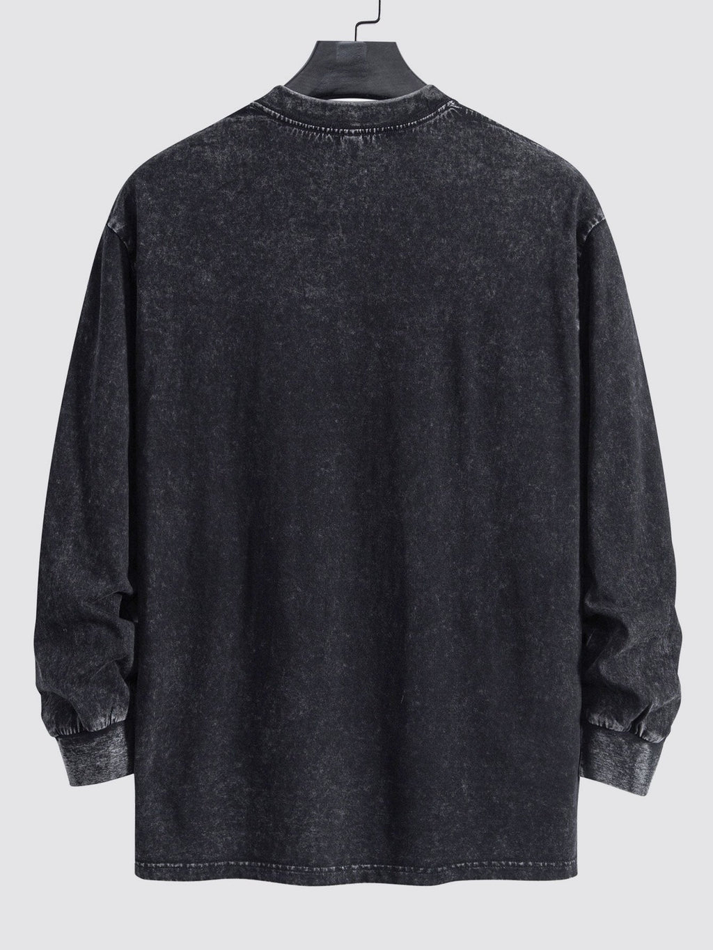 Men's  Relax Fit 100% Cotton T-Shirt Relax Fit Long Sleeve Washed Distressed T-Shirt