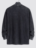 Men's  Relax Fit 100% Cotton T-Shirt Relax Fit Long Sleeve Washed Distressed T-Shirt