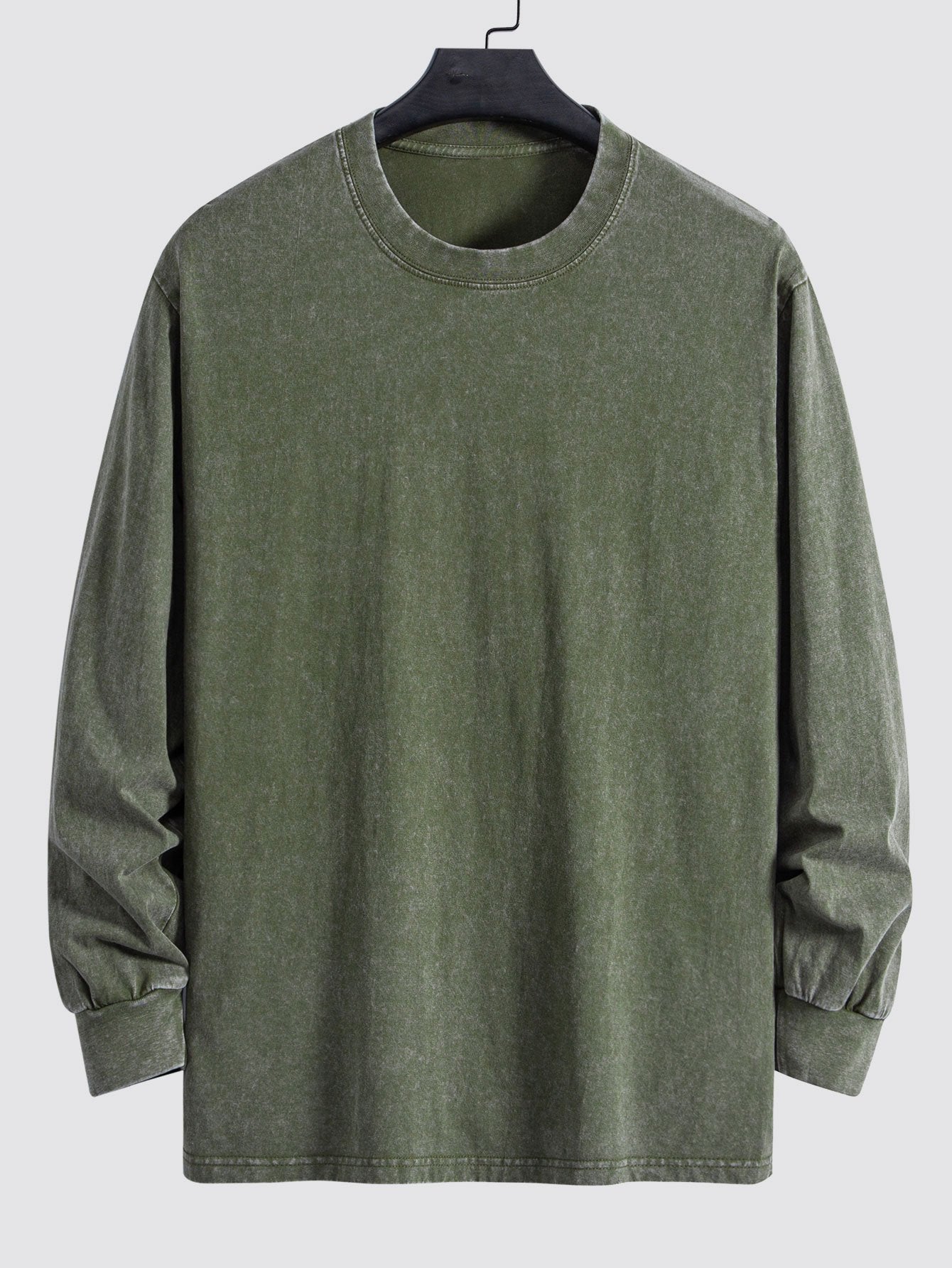 Men's  Relax Fit 100% Cotton T-Shirt Relax Fit Long Sleeve Washed Distressed T-Shirt